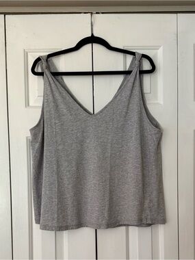 Paige Flowy Tank Top Gray XL Soft Draped Relaxed Boho Cotton Top